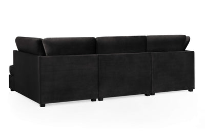 Carmelle Velvet Black U Shape Corner Sofa