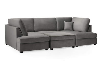 Carmelle Velvet Grey U Shape Corner Sofa