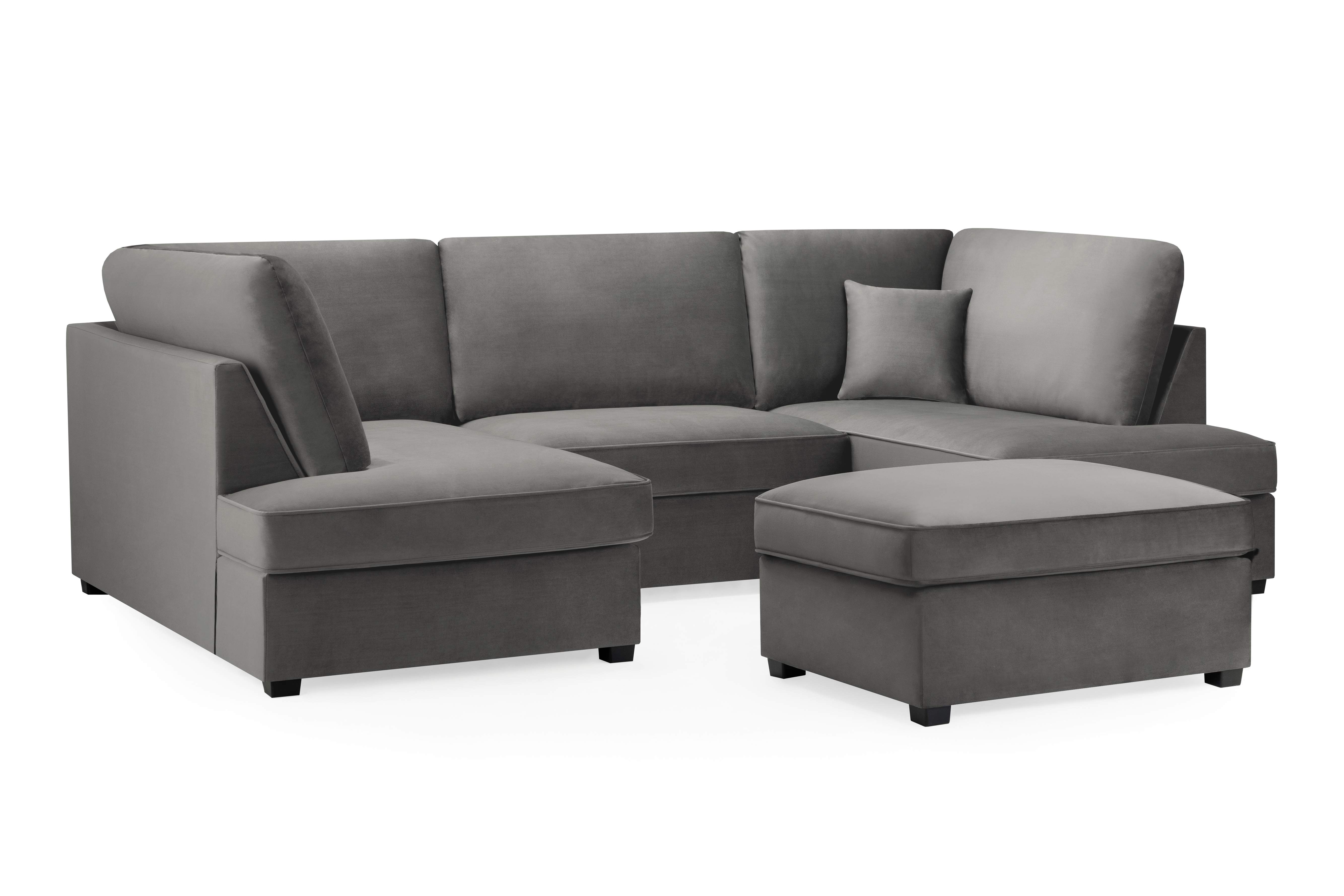 Carmelle Velvet Grey U Shape Corner Sofa