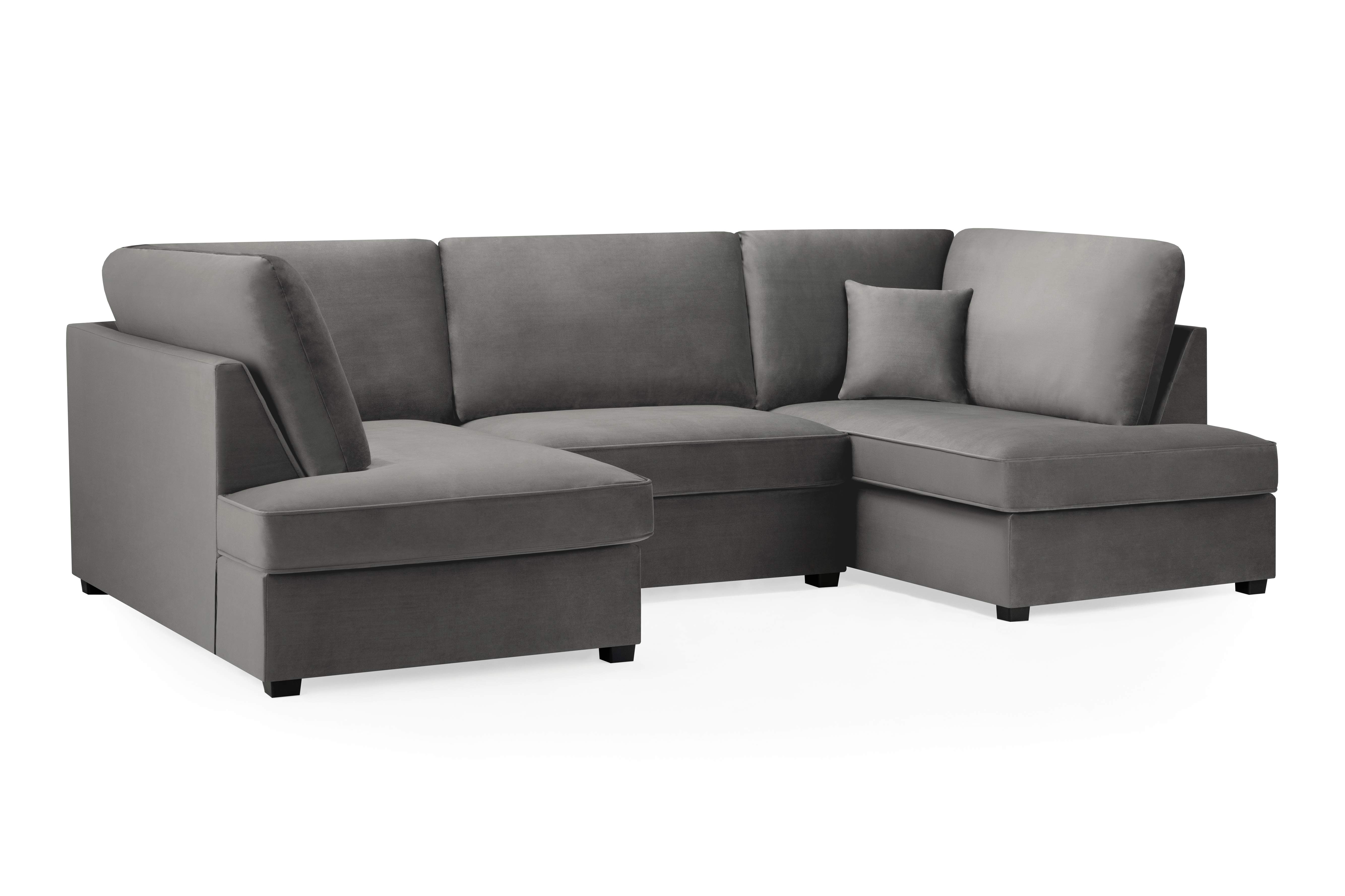 Carmelle Velvet Grey U Shape Corner Sofa