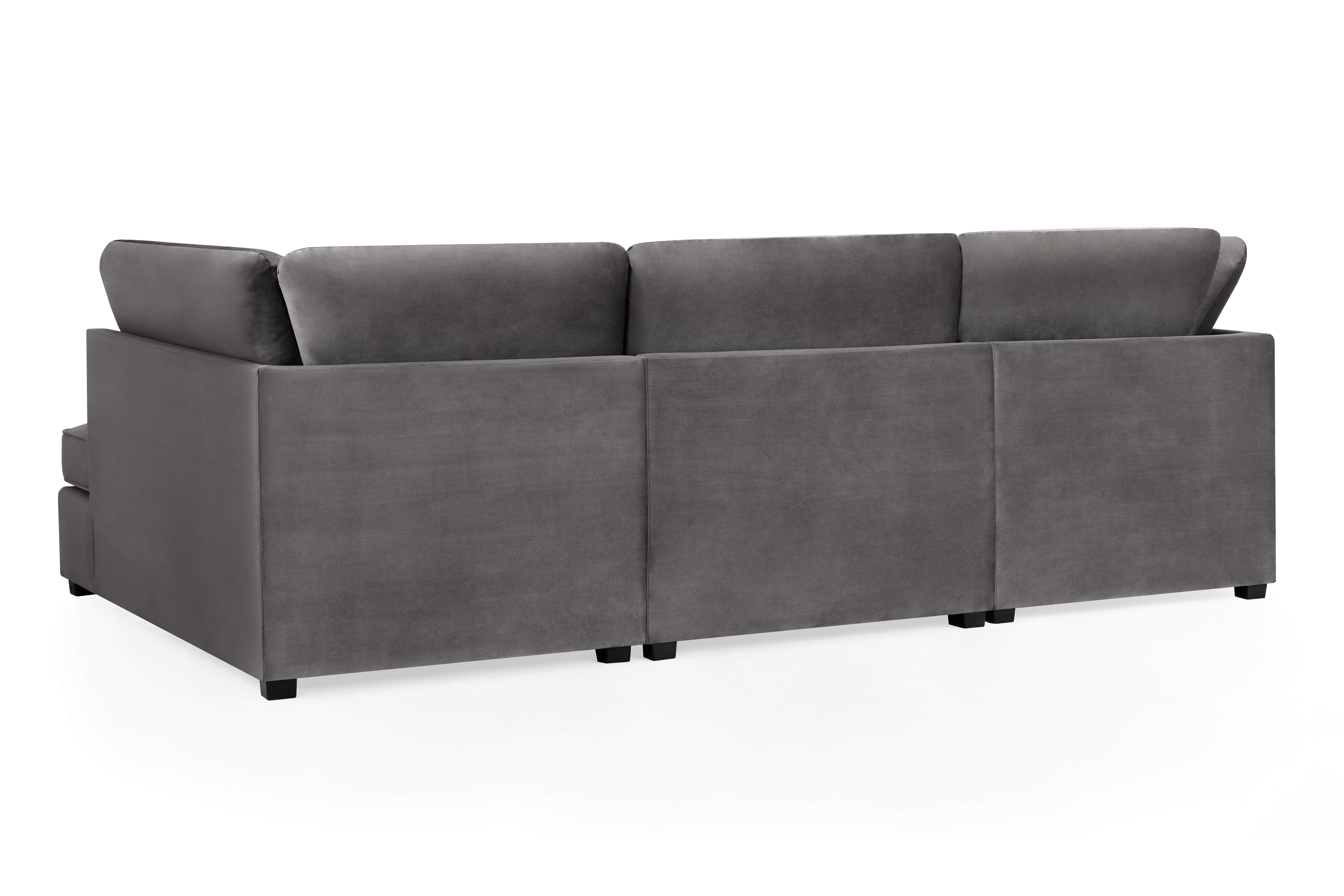 Carmelle Velvet Grey U Shape Corner Sofa