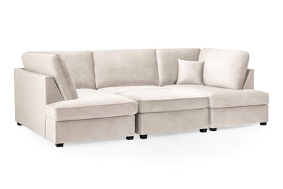 Carmelle Velvet Beige U Shape Corner Sofa