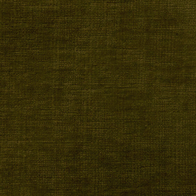 Olive green chenille fabric swatch with dense, textured pile