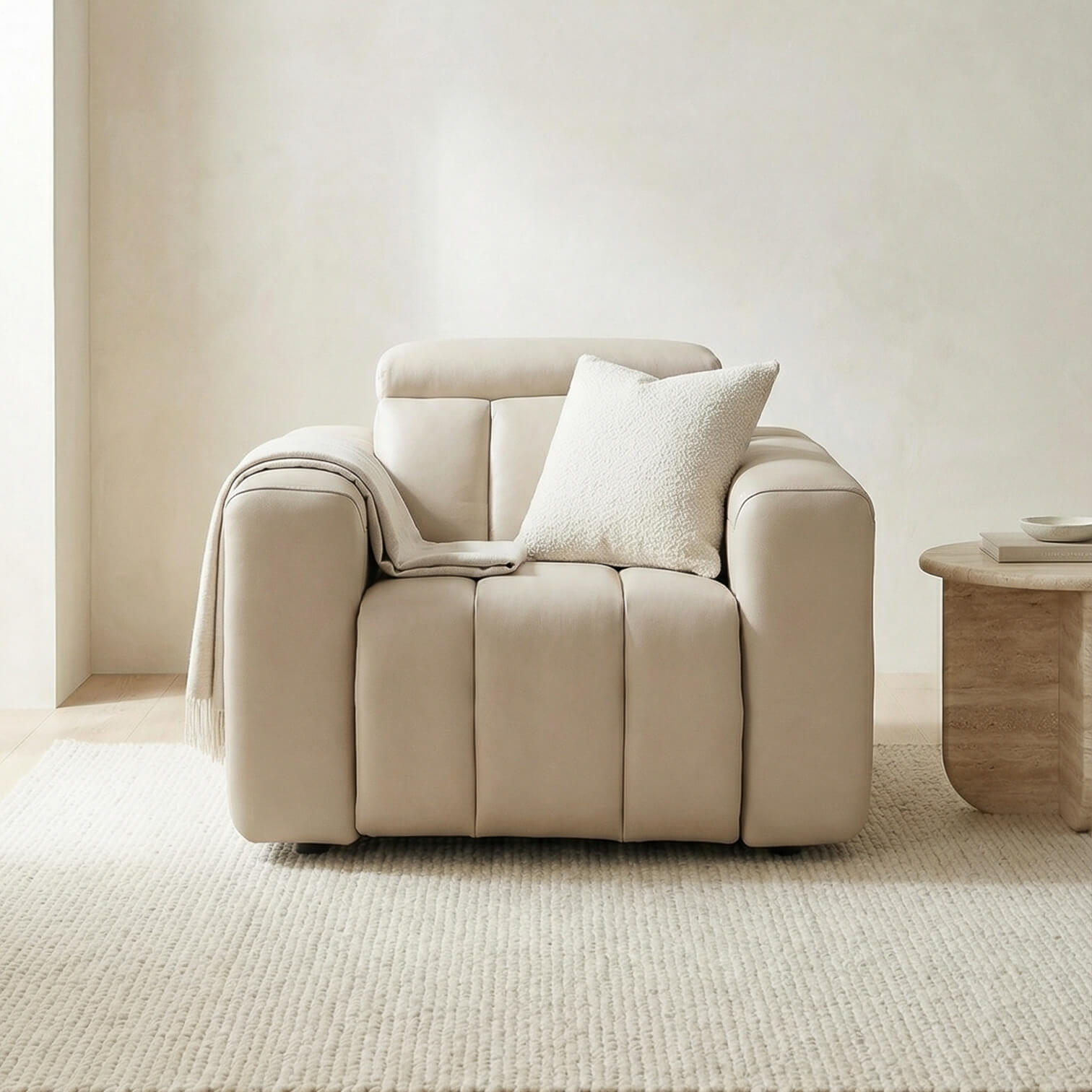 Dallas Beige Power Recliner Armchair