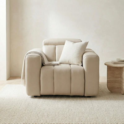 Dallas Beige Power Recliner Armchair