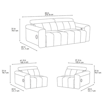 Dallas Beige 3 Seater Power Slider Sofa