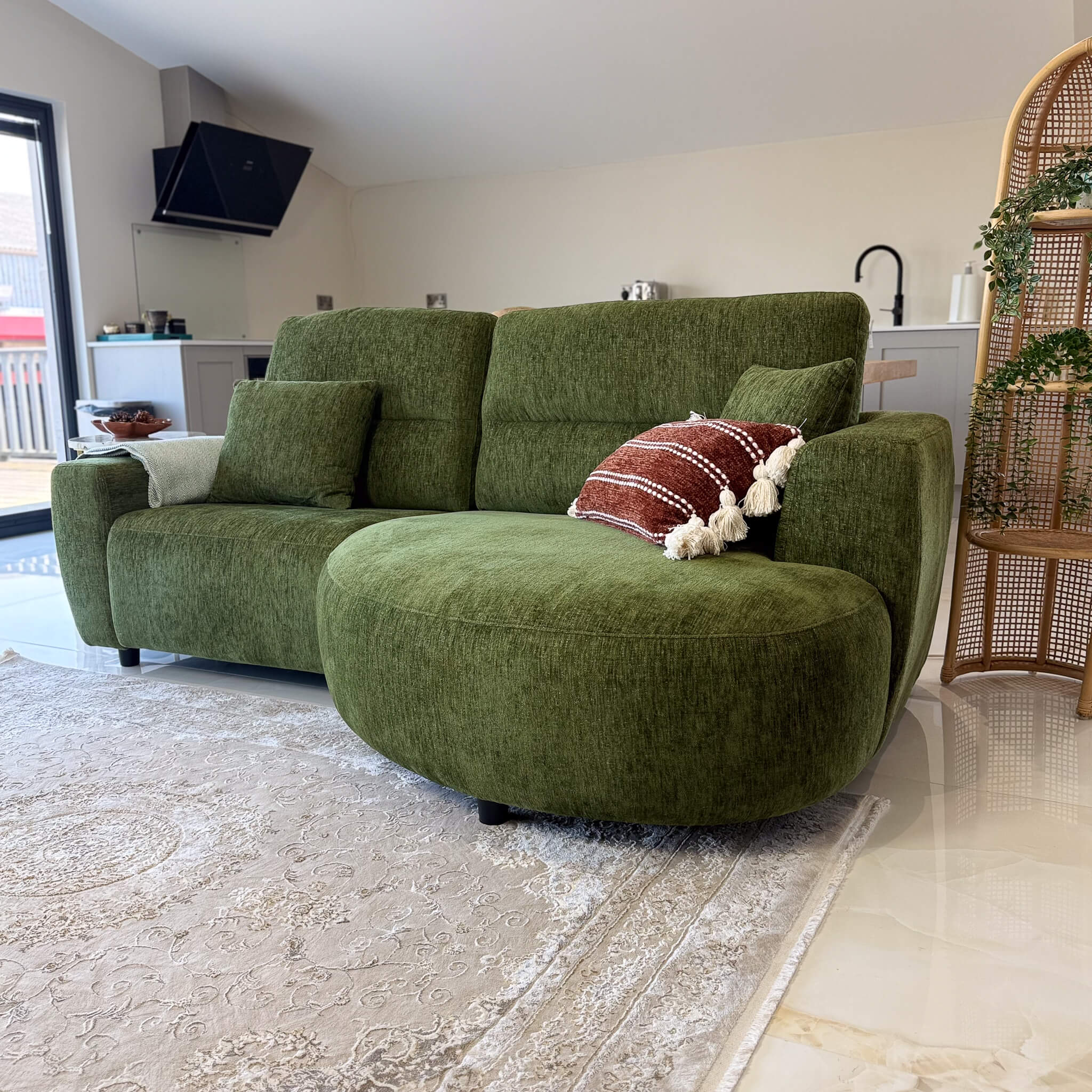 Denver Green Right Power Corner Recliner Sofa