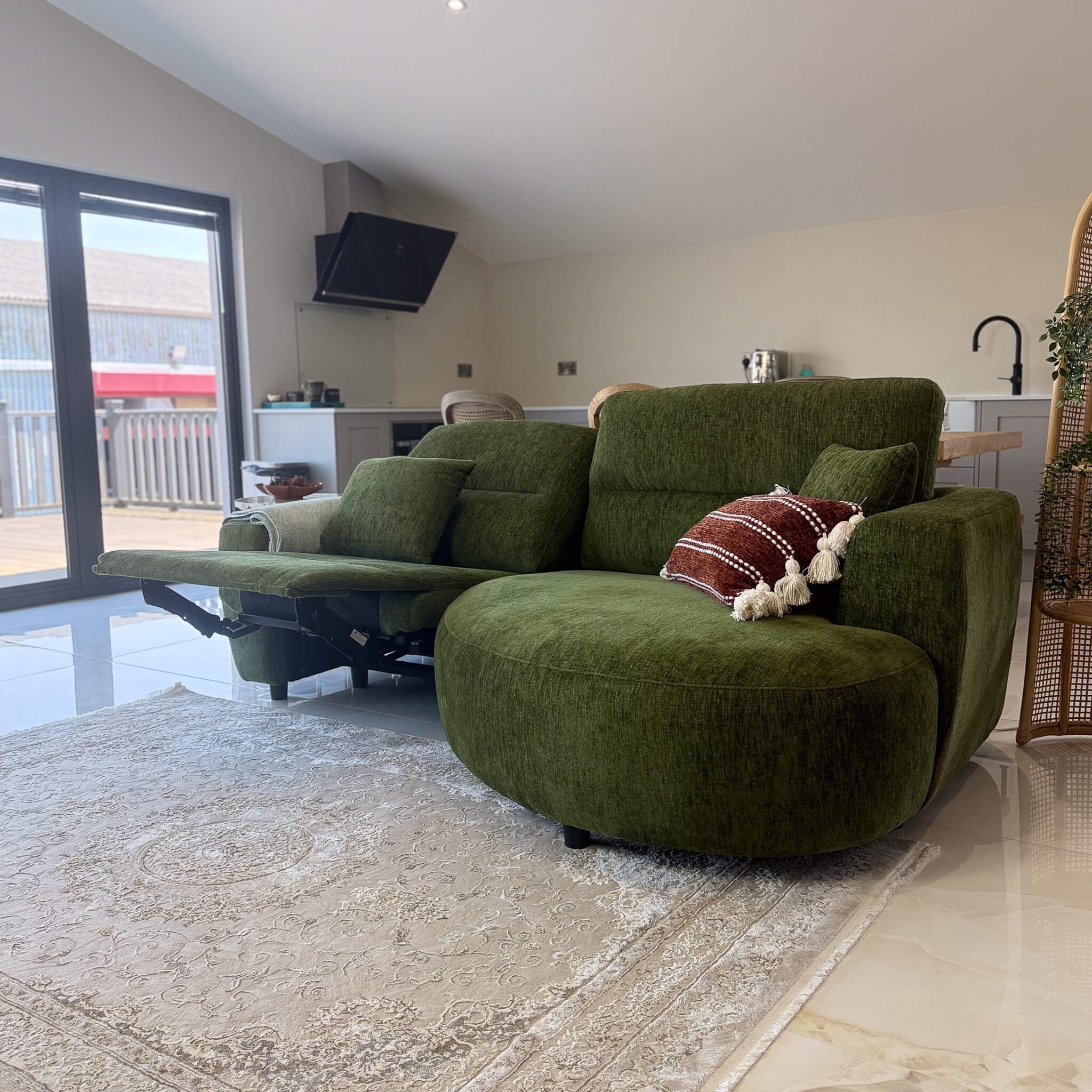 Denver Green Right Power Corner Recliner Sofa