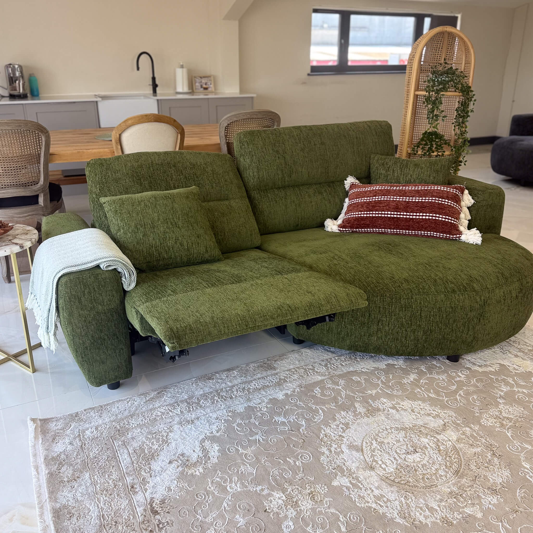Denver Green Right Power Corner Recliner Sofa