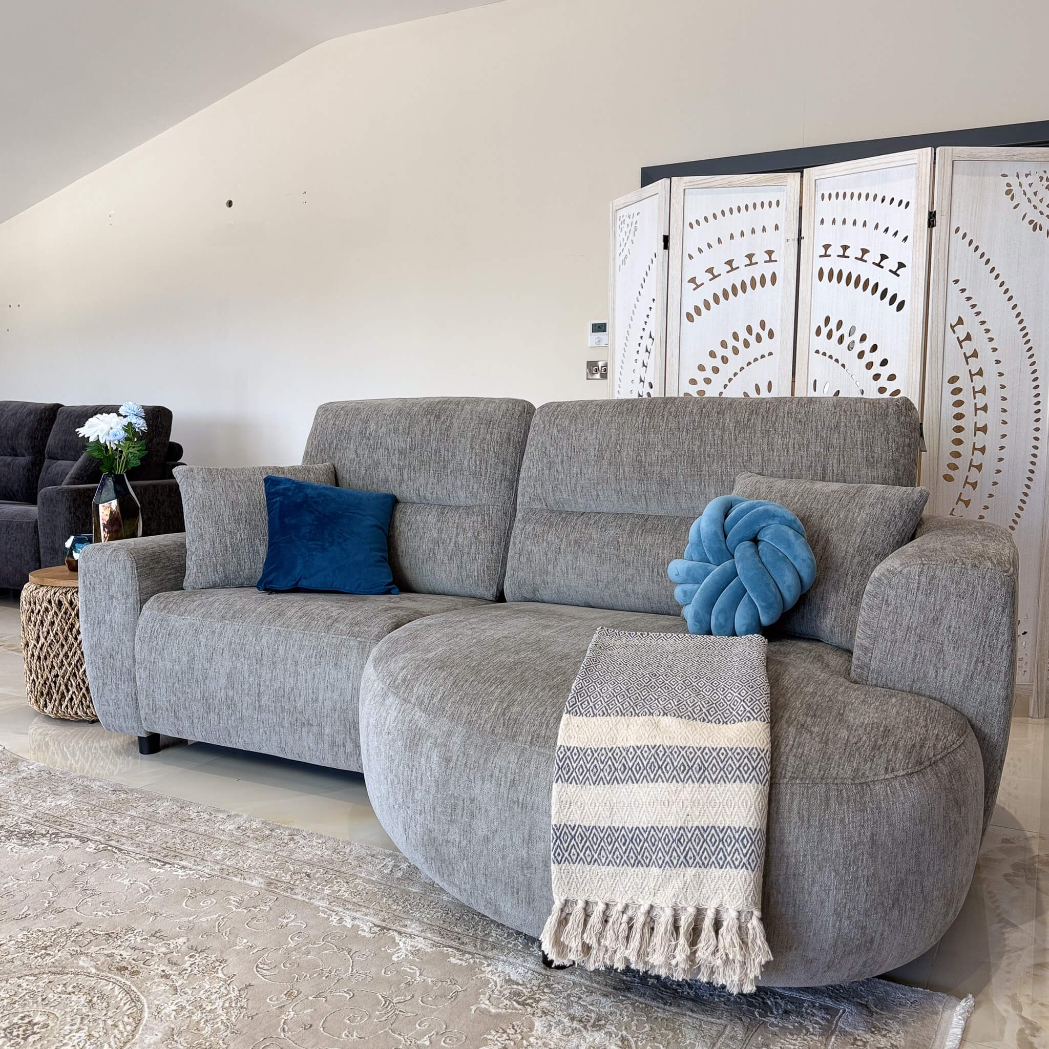 Denver Grey Left Power Corner Recliner Sofa
