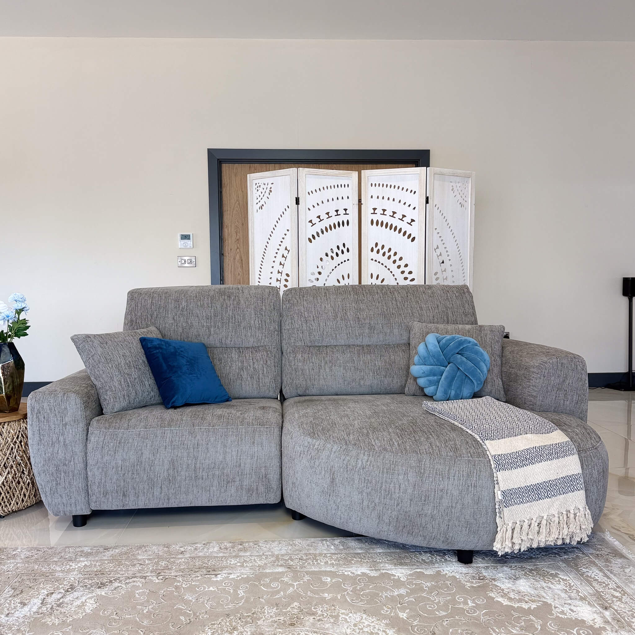 Denver Grey Left Power Corner Recliner Sofa