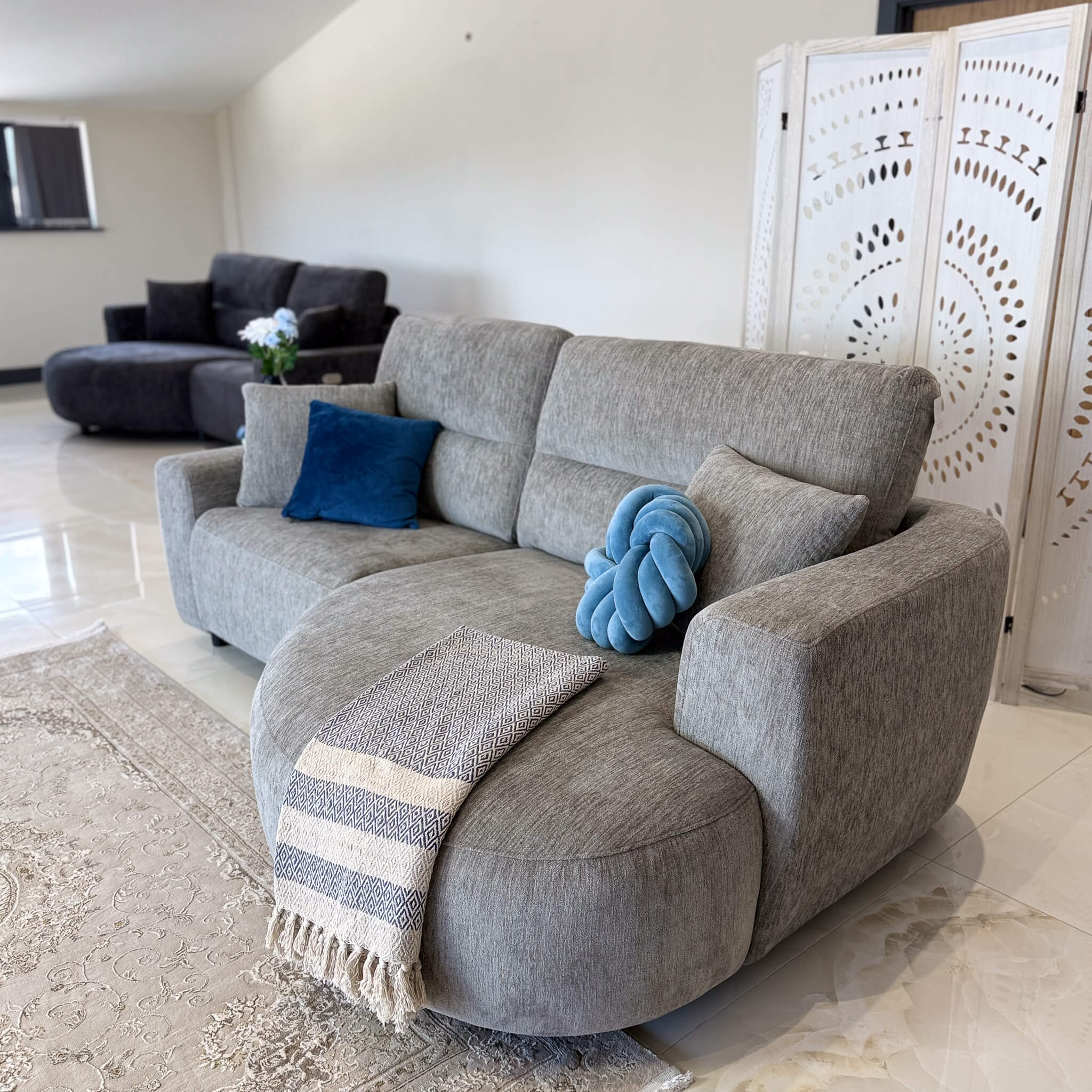 Denver Grey Left Power Corner Recliner Sofa