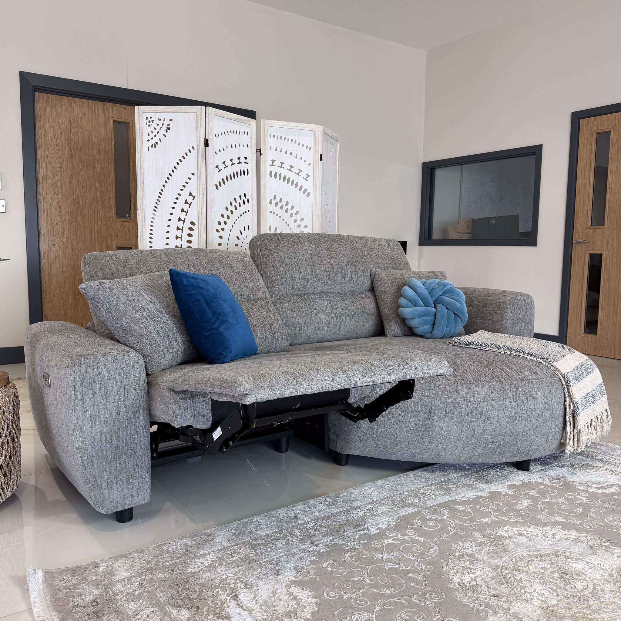 Denver Grey Left Power Corner Recliner Sofa