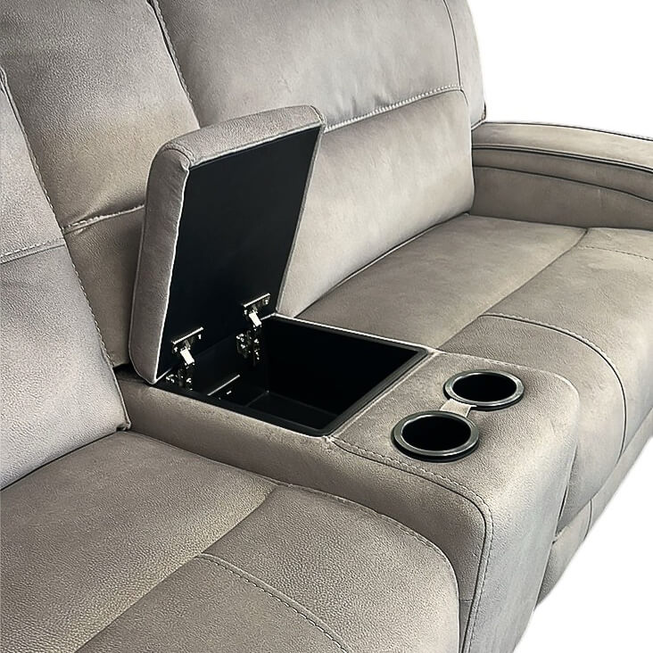 Excalibur Beige Power Corner Recliner Sofa with Console