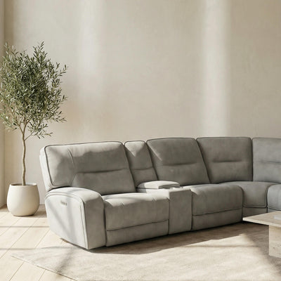 Excalibur Beige Power Corner Recliner Sofa with Console