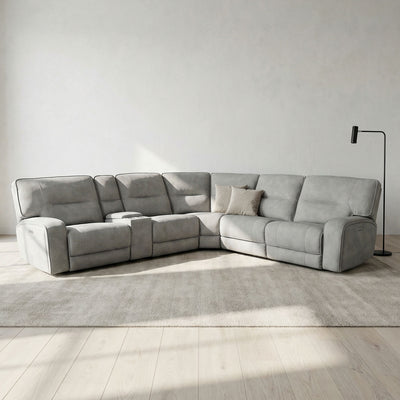 Excalibur Beige Power Corner Recliner Sofa with Console