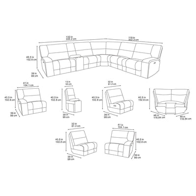 Excalibur Beige Power Corner Recliner Sofa with Console