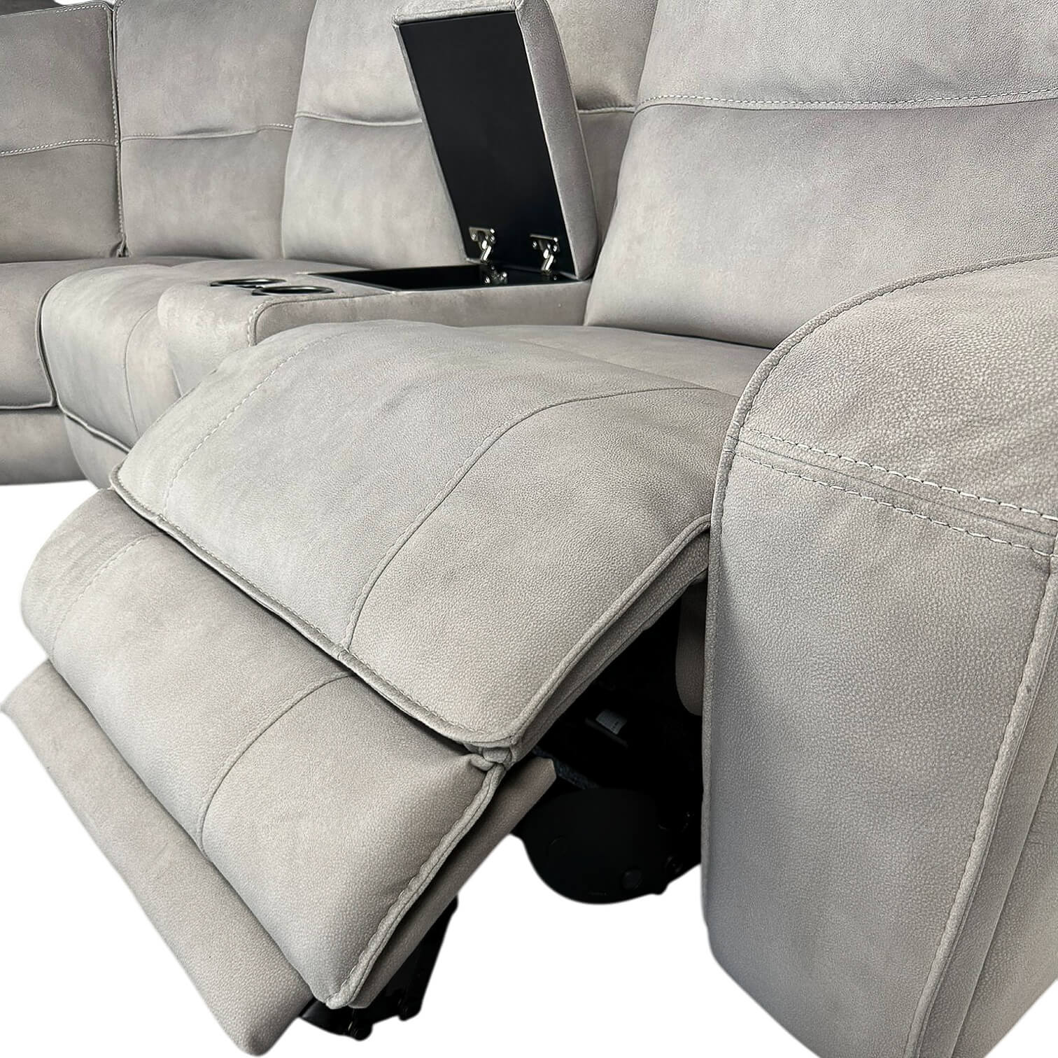 Excalibur Beige Power Corner Recliner Sofa with Console