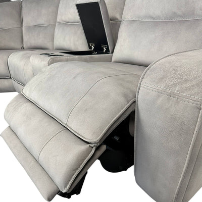 Excalibur Beige Power Corner Recliner Sofa with Console