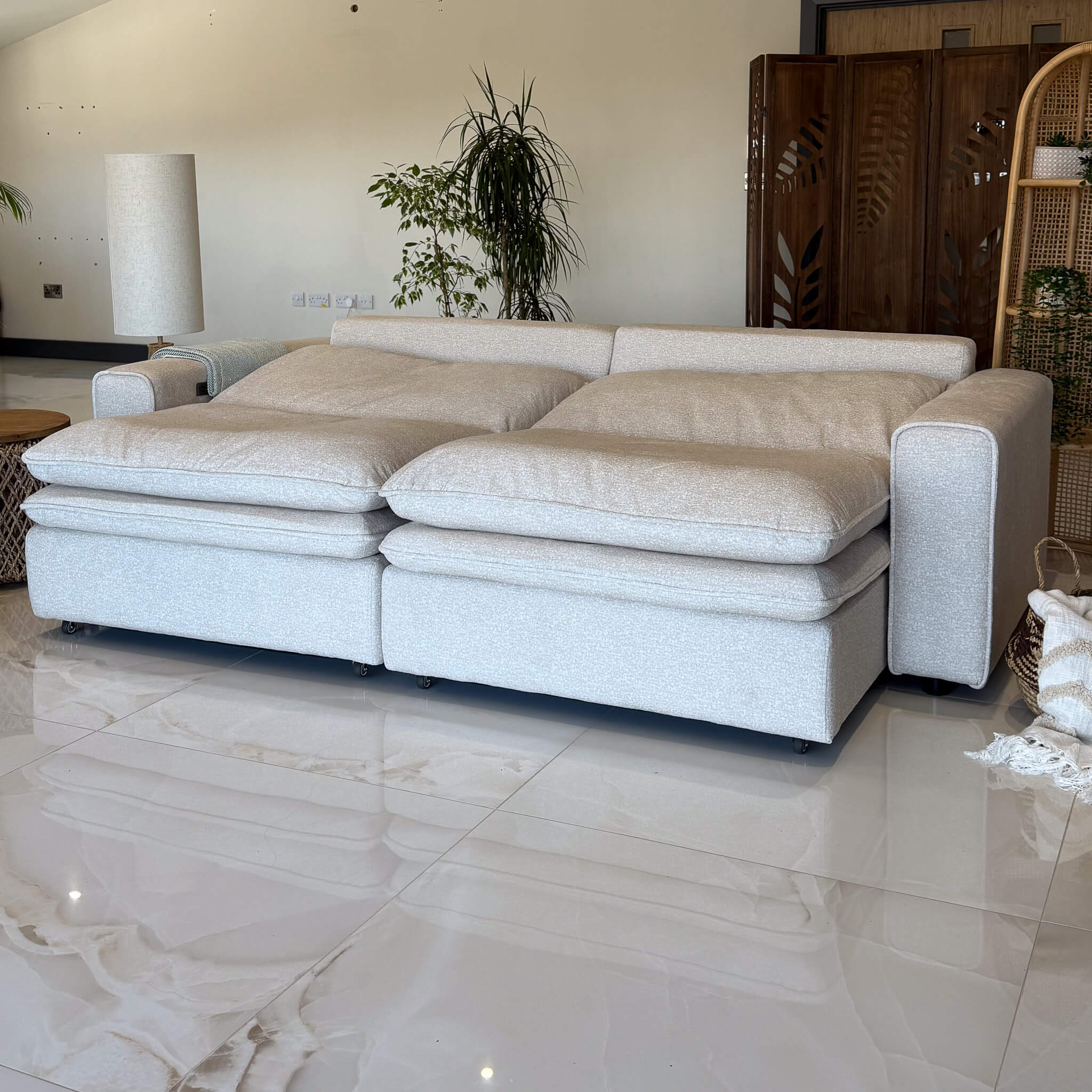 Florence Beige 3 Seater Power Slider Sofa