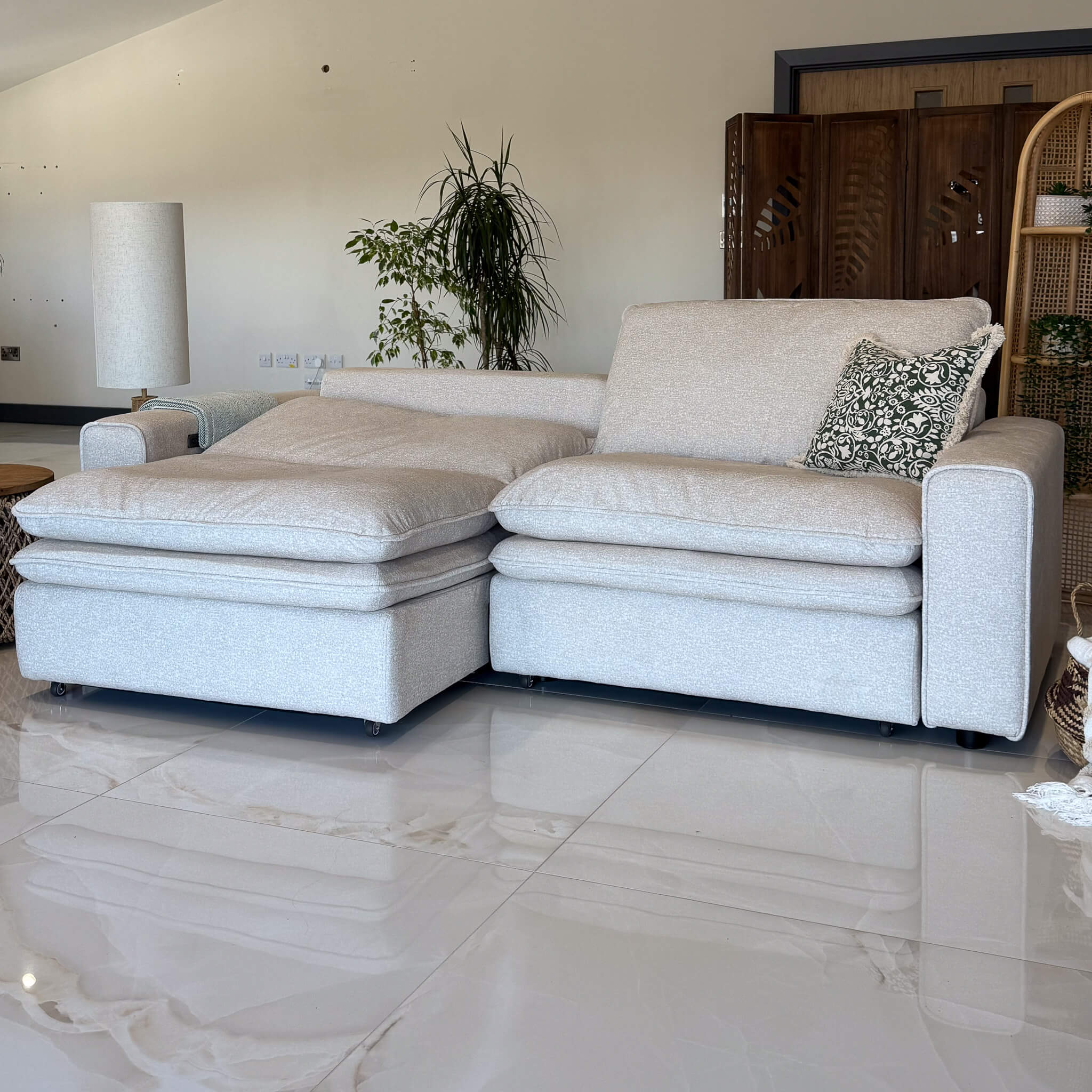 Florence Beige 3 Seater Power Slider Sofa
