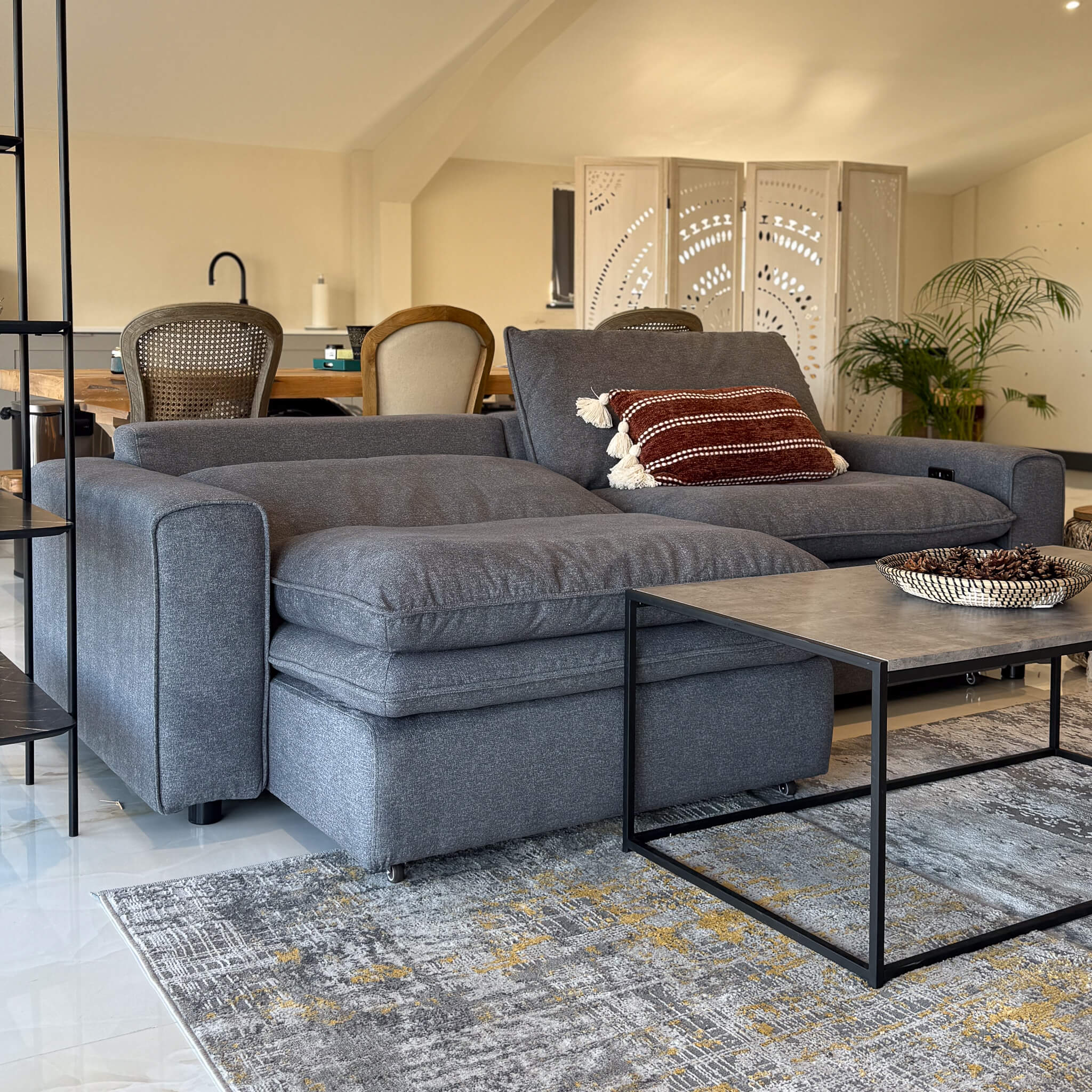 Florence Grey 3 Seater Power Slider Sofa