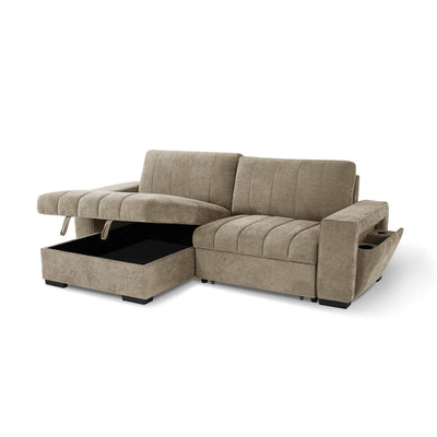 Franklin Beige Universal Corner Sofa Bed with USB & Storage