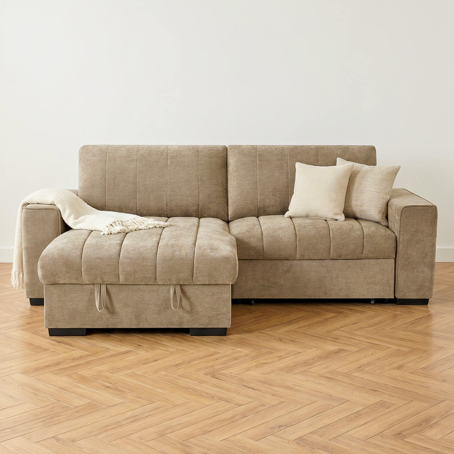 Franklin Beige Universal Corner Sofa Bed with USB & Storage