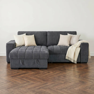 Franklin Grey Universal Corner Sofa Bed with USB & Storage