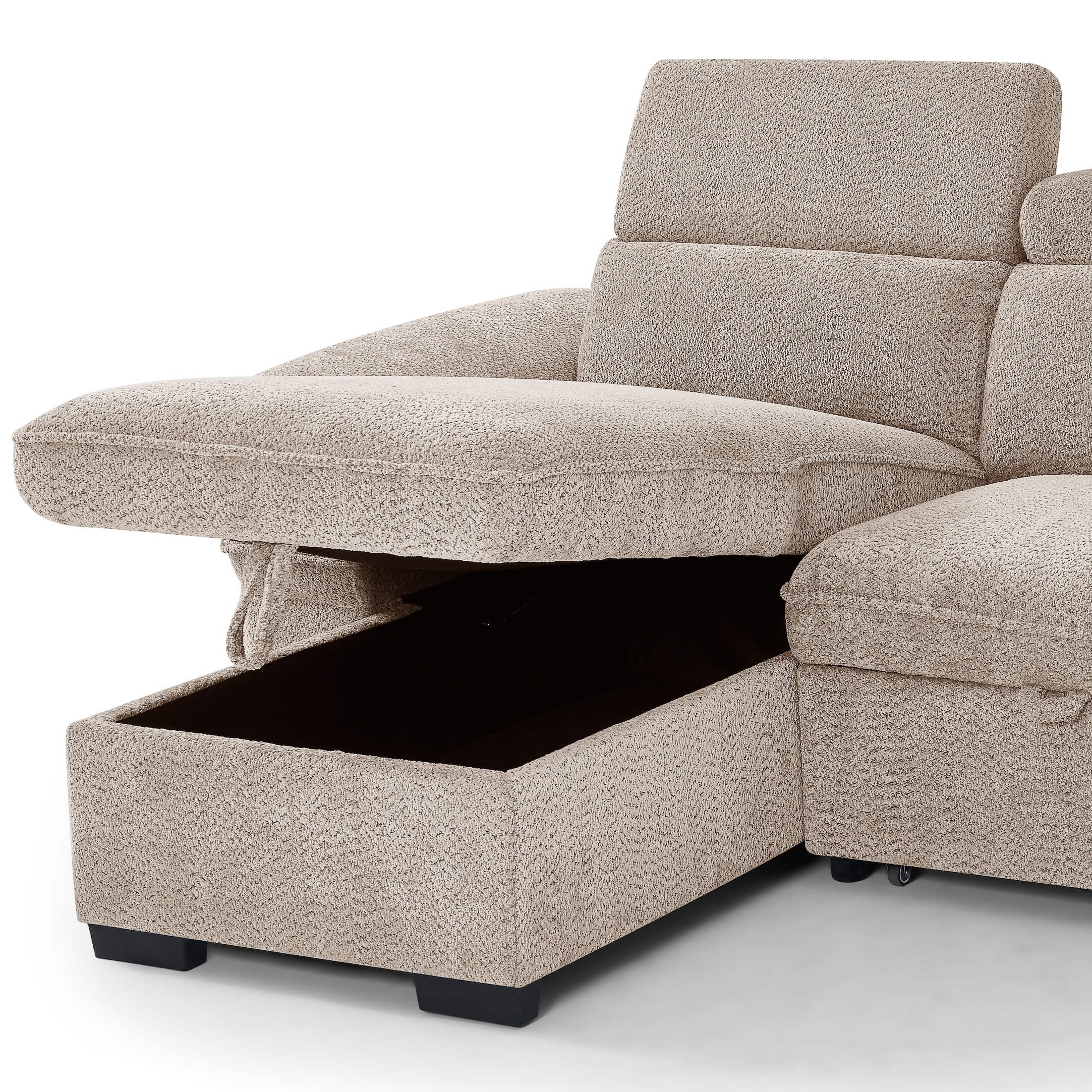Harlow Beige Corner Sofa Bed