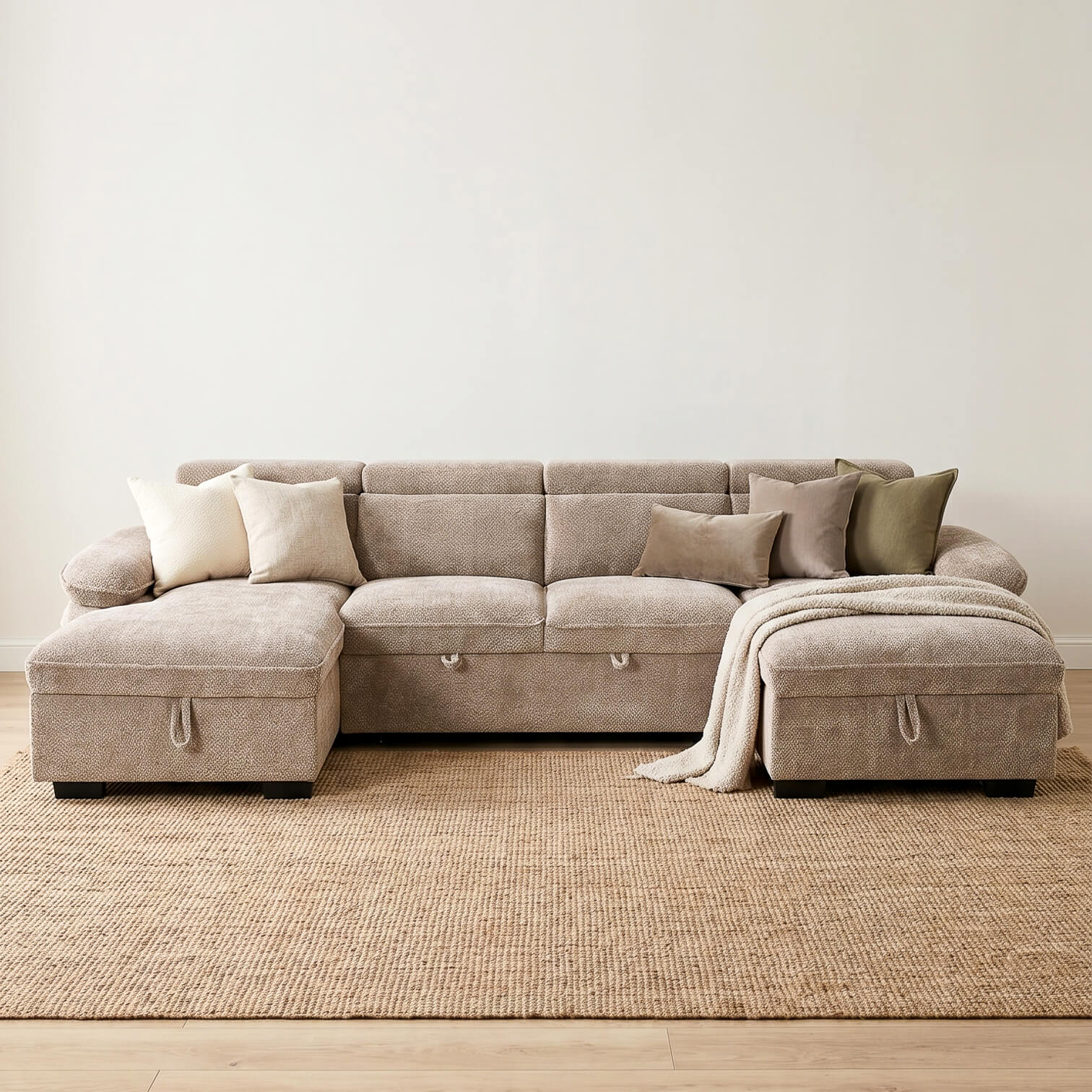 Harlow Beige U Shape Sofa Bed