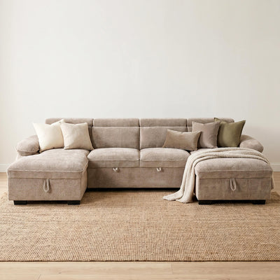 Harlow Beige U Shape Sofa Bed