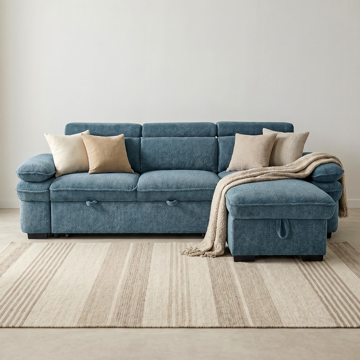 Harlow Blue Corner Sofa Bed