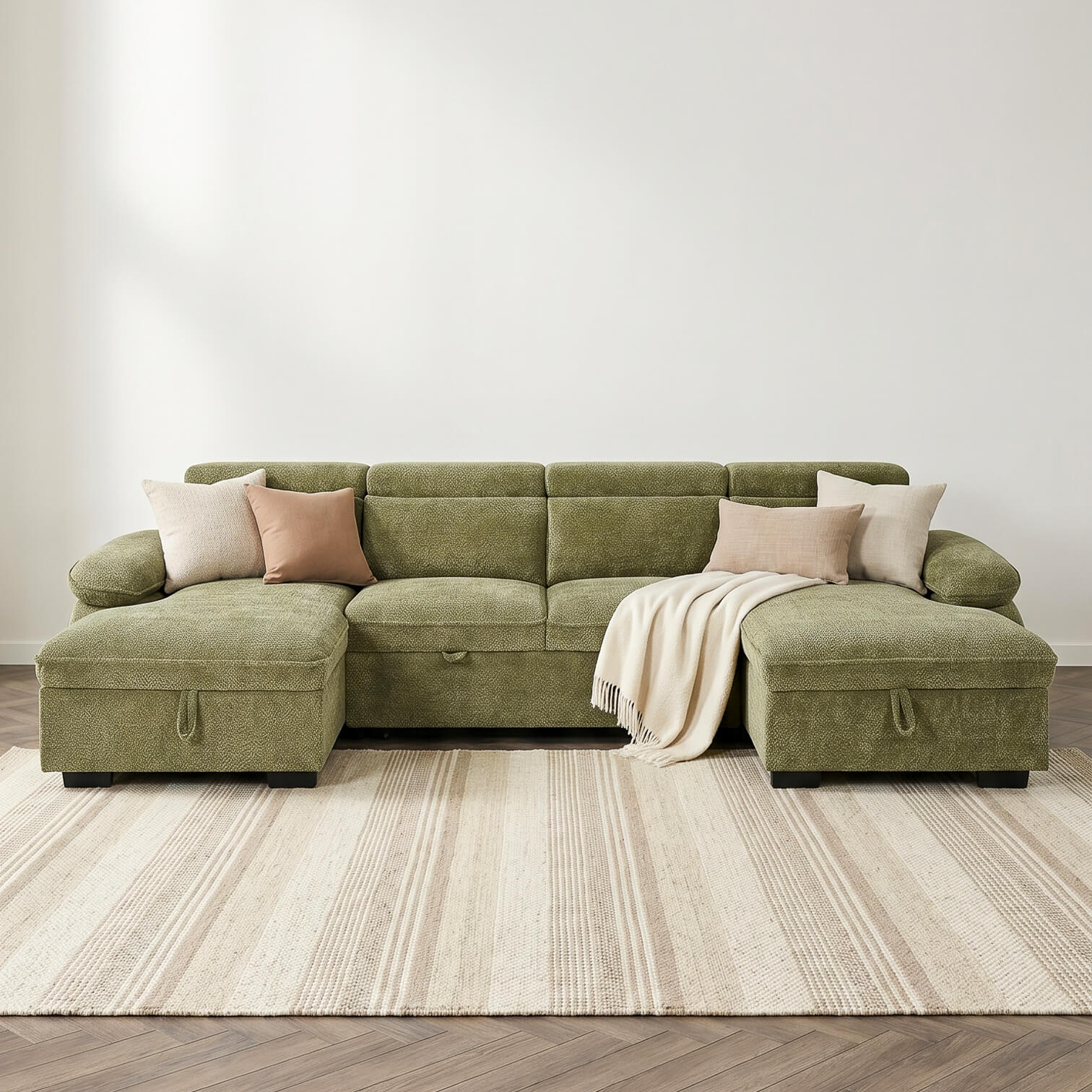Harlow Green U Shape Sofa Bed