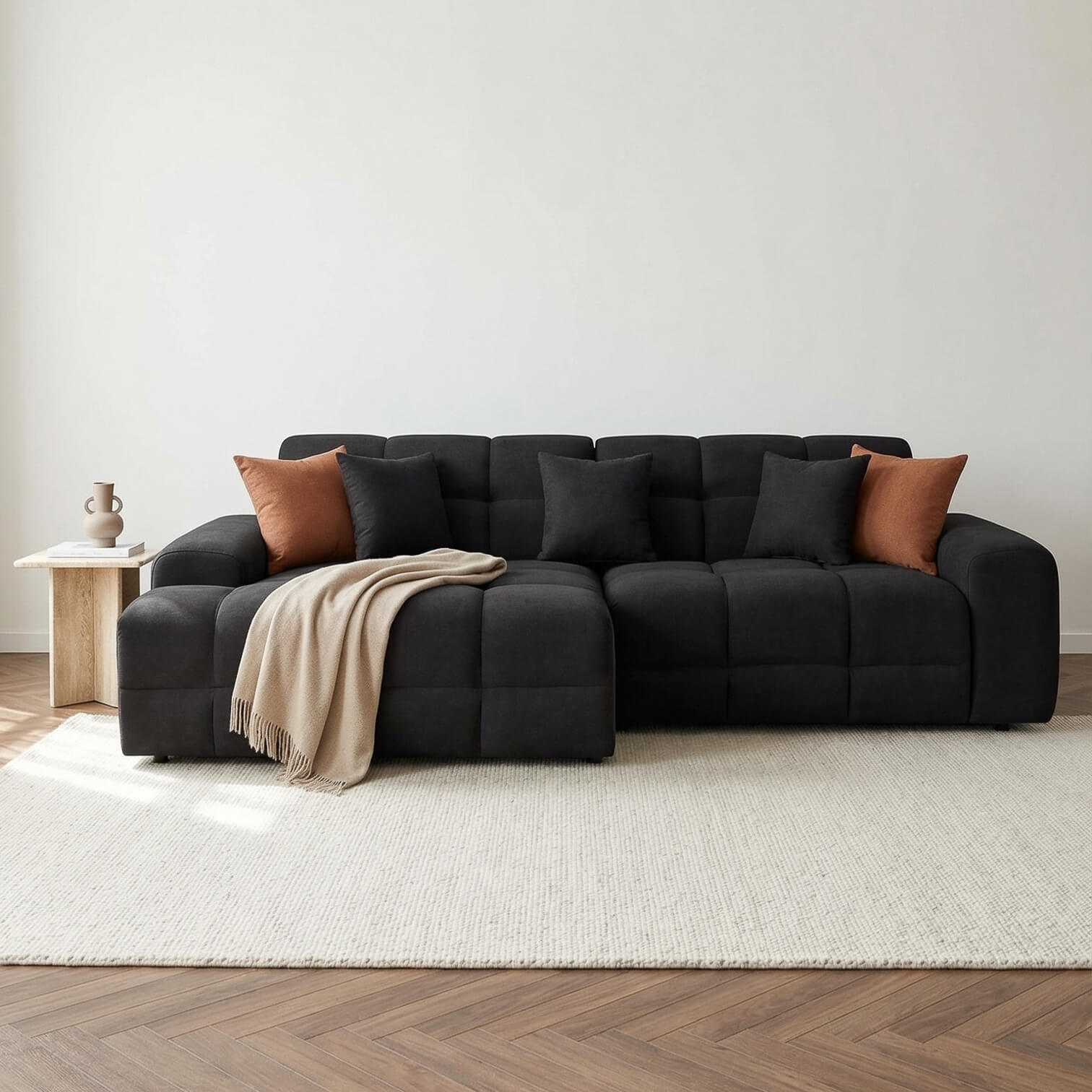 Javix Black Left Corner Sofa