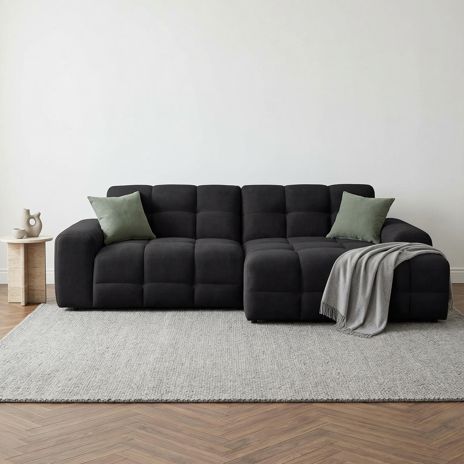 Javix Black Right Corner Sofa