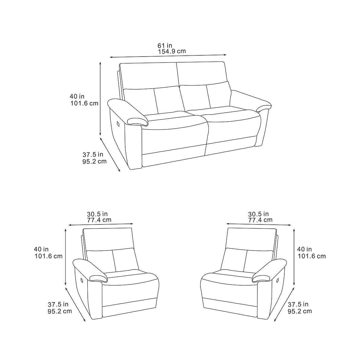 Klint Grey 2 Seater Power Recliner Sofa