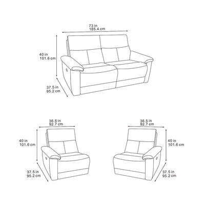 Klint Grey 3 Seater Power Recliner Sofa