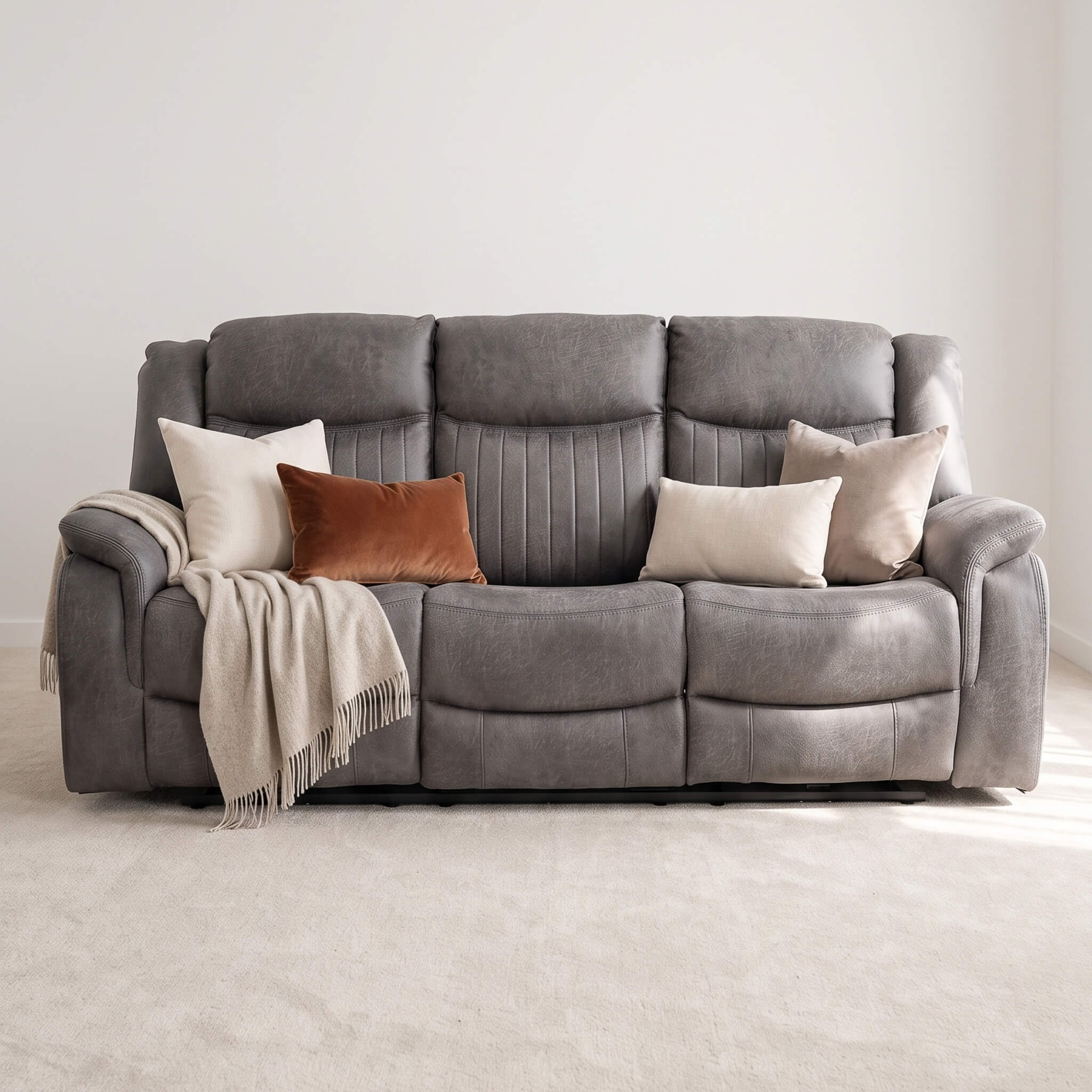 Leon Grey 3 Seater Power Recliner Sofa