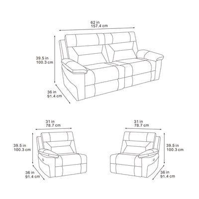 Lucca Grey 2 Seater Power Recliner Sofa