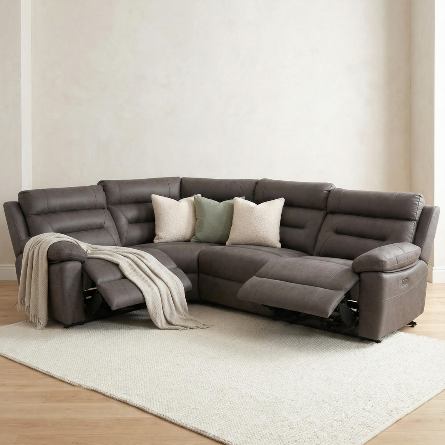 Lucca Grey Power Corner Recliner Sofa