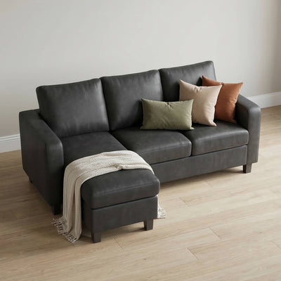 Luna Black Reversible Corner Sofa