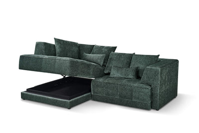 Magnus Green Left Corner Power Slider Sofa Bed & Storage