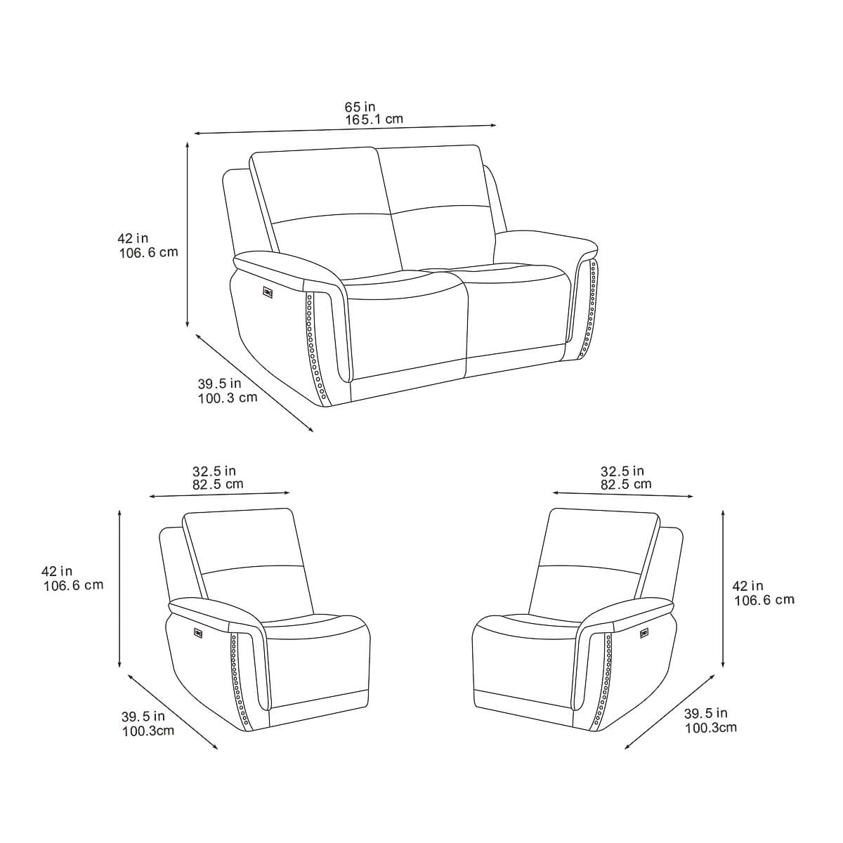 Majestik Grey 2 Seater Power Recliner Sofa