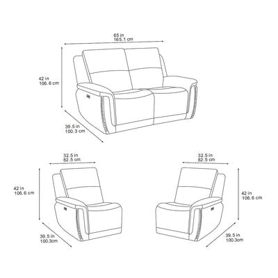 Majestik Grey 2 Seater Power Recliner Sofa