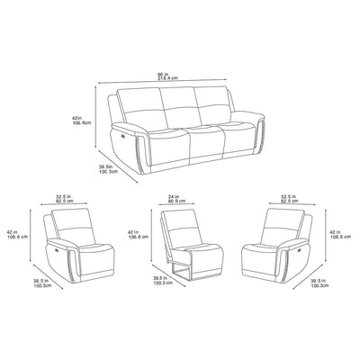 Majestik Grey 3 Seater Power Recliner Sofa