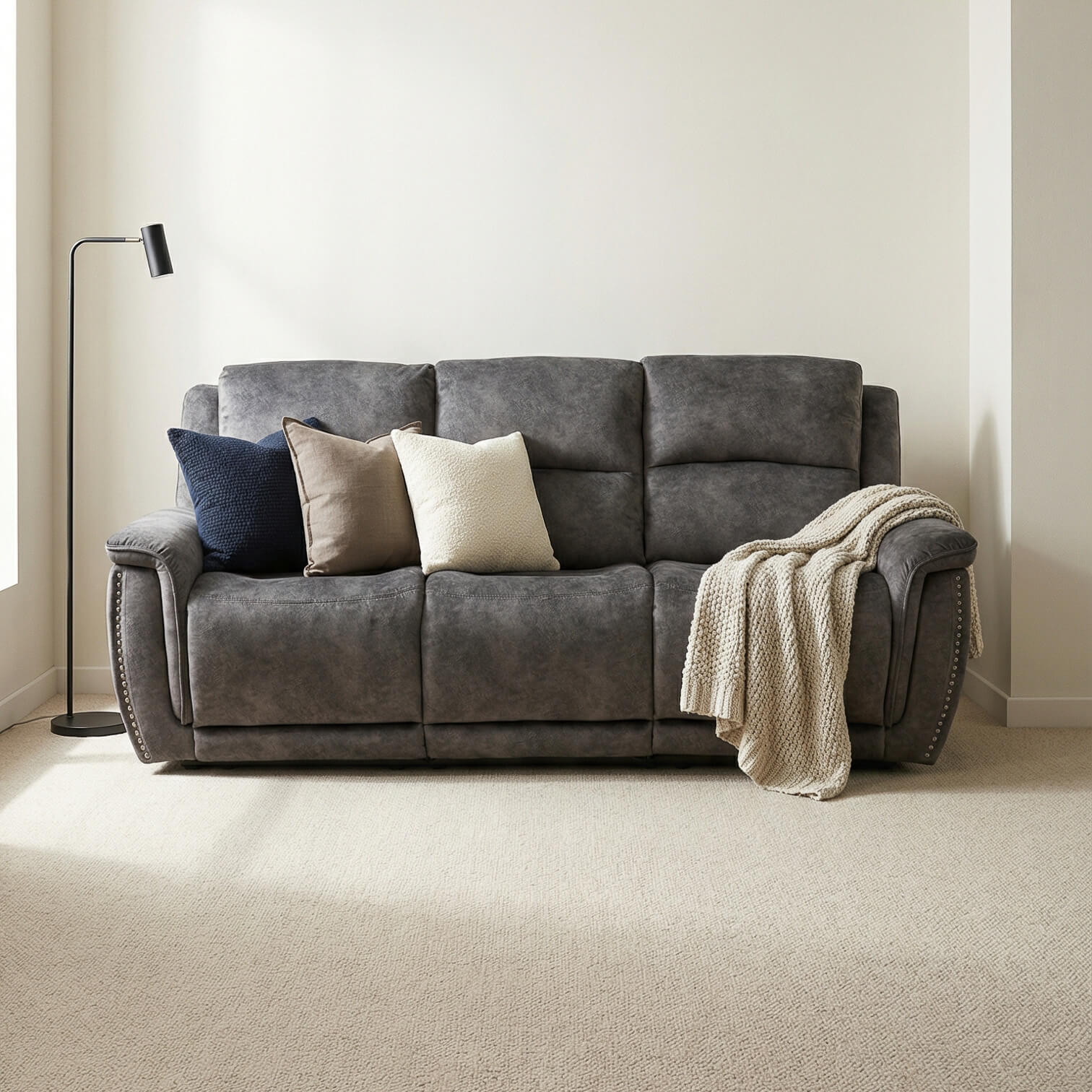 Majestik Grey 3 Seater Power Recliner Sofa