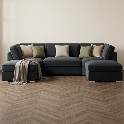 Marvelle Black U Shape Corner Sofa