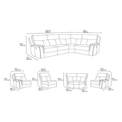 Maverick Black Power Corner Recliner Sofa