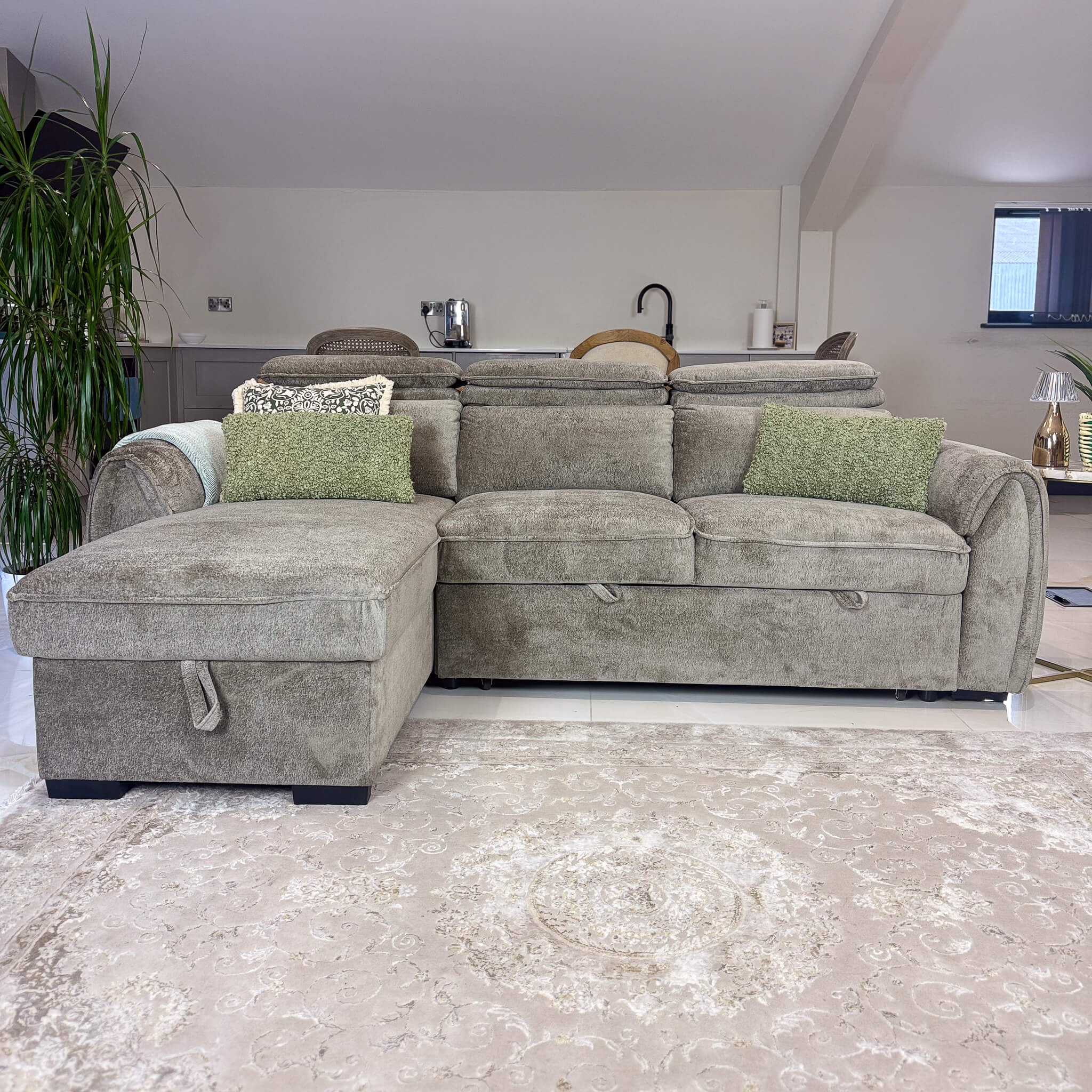 Montrose Taupe Universal Corner Sofa Bed